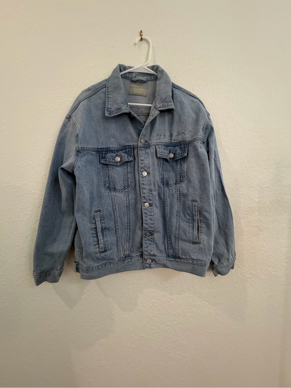 Light Blue Denim Jacket - Elevated Faith- Casual women’s Jean Jacket - size is M